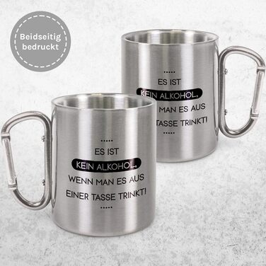 Це не алкоголь, якщо пити з чашки Чашка з нержавіючої сталі з карабіном Ідея подарунка 330 мл Чашка Для кемпінгу Ключки Срібна без кришки