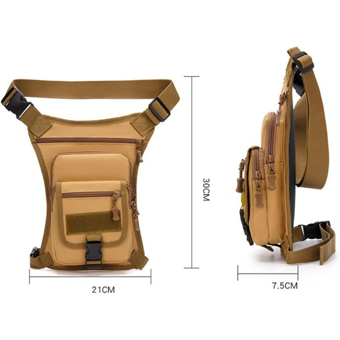 Поясна сумка Fenteer, сумка для відпочинку, регульована сумка, водонепроникна сумка для ніг, сумка для риболовлі для подорожей на природі, для дорослих, хакі
