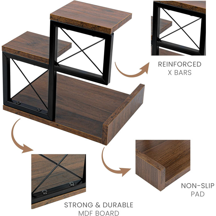 Трирівнева полиця для столу BELLE VOUS - Дерев&39яна полиця для столу - Маленька книжкова полиця - Органайзер для столу - Створити замовлення