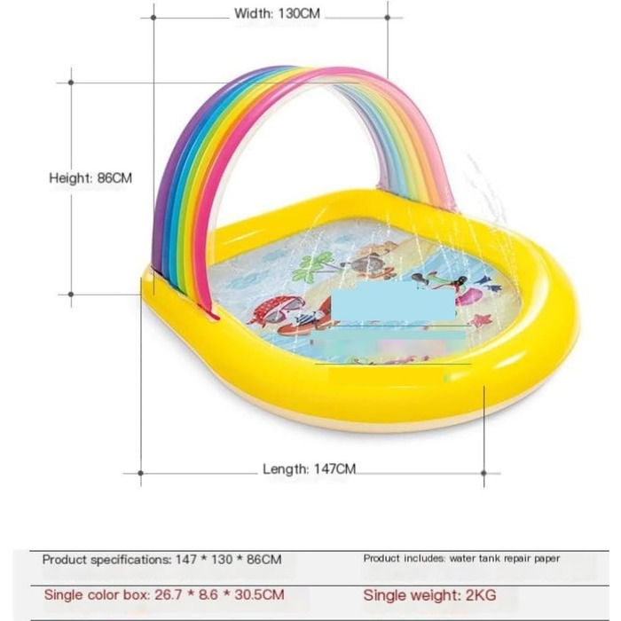 Надувний басейн Надувний басейн, дитячий басейн з райдужними бризками, надувний сімейний басейн, піщаний басейн, дитячий басейн з океанськими кульками