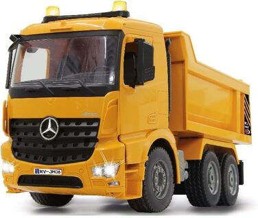 Позашляховик-самоскид Mercedes-Benz Arocs 2,4 ГГц - Кузов підіймається/опускається, реалістичний звук двигуна, клаксон, звук попередження про рух заднім ходом, повний привід, жовті світлодіодні сигнальні вогні, програмовані функції, 404940 -