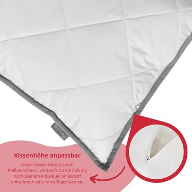 Улюблена 194583 Подушка Стьобана подушка Дихаюча верхня частина з прохолодної тканини Регульована висота Мікрофібра Зроблено в ЄС Стандарт Oeko-Tex 100 Можна прати при 60 градусах 80 x 80 см, біла, (1 упаковка) 1