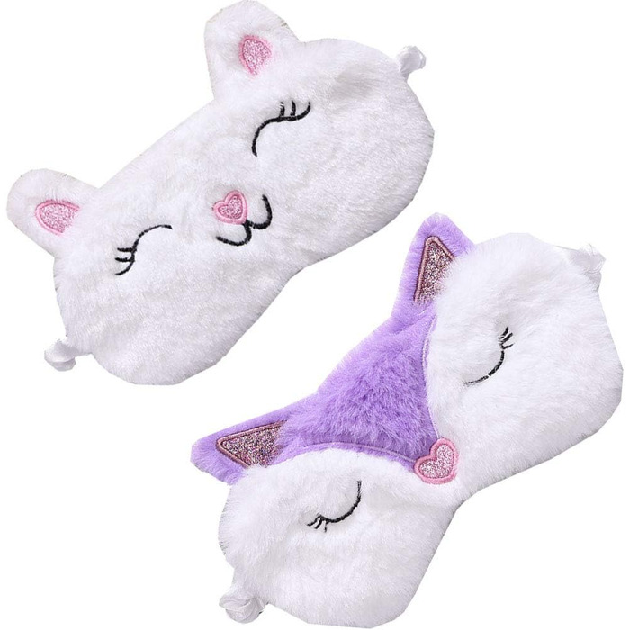 Маски для сну для дівчаток, милий тваринний дизайн, лисиця, альпака, м'які, плюшеві, захист очей для жінок, дівчаток, подорожі, со