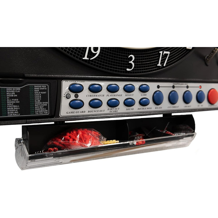 Електронна мішень для дартсу преміум-класу Silver з високим рівнем гри, 41 гра, професійний дизайн для турнірів на 2 лунки, світлодіодні дисплеї, включаючи 12 м&39яких дротиків