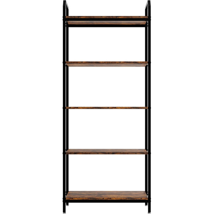 Полиця, Книжкова полиця BS 6 60, Полиця для зберігання з 5 полицями, Промисловий дизайн, для вітальні, офісу, кабінету та коридору, Сталева рама, 187 x 60 x 30 см (187 x 60 x 30 см)