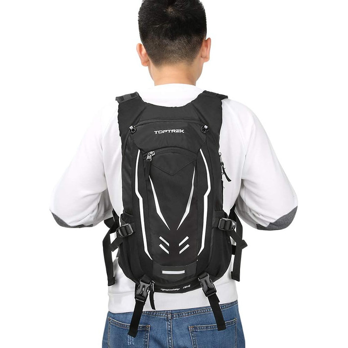 Велосипедний рюкзак Toptrek 18L Ultralight велосипедний рюкзак з дощовиком та чохлом для шолома Гідратаційний рюкзак Водонепроникний велосипедний рюкзак Спортивний рюкзак Гідратаційний рюкзак для чоловіків MTB чорний