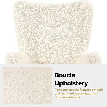 Крісло Yaheetech з підніжкою та підставкою для ніг, чохол з поліестеру, крісло під телевізор, крісло, м&39яке крісло, крісло-реклайнер, коктейльне крісло, плюшевий ведмедик, стильний дизайн, білий колір з підставкою для ніг