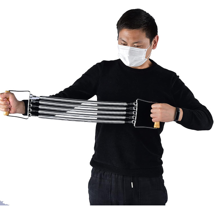 Еспандер для грудей, еспандер для грудей з дерев&39яною ручкою та високою еластичністю, знімний пружинний проявник, домашнє тренування м&39язів