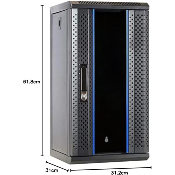 Дюймова серверна стійка - зі скляними дверима (ШxГxВ) 312x310x618 мм - Чорна - для домашнього та офісного використання 12U Чорний, 12U - 10-