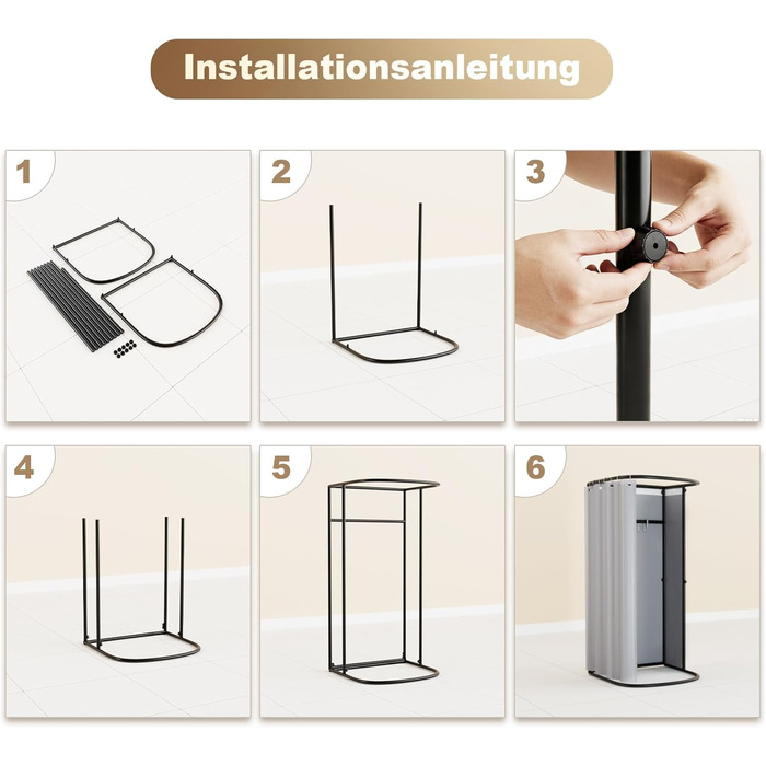 Окремостояча роздягальня, U-подібна, з рухомою рейкою, підлогова переносна ширма для затінення, залізний кронштейн для вушок для роздягальні, для офісу, торгового центру, сірий