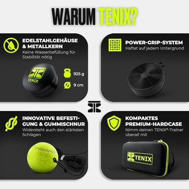 Тенісний тренажер TENIX Power Grip автотренажер для дітей та дорослих грайте соло у дворі, парку, на корті м’яч на гумці 5 м + антиковзка база + чохол 1000 ударів без партнера оригінал 2025