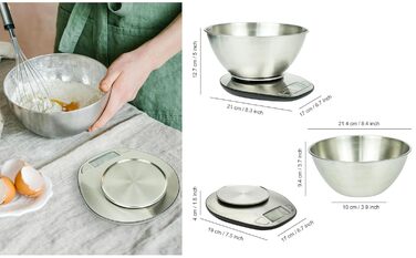 Цифрові кухонні ваги EXZACT з нержавіючої сталі - електронні кухонні ваги зі знімною чашею для випікання та приготування їжі - фун