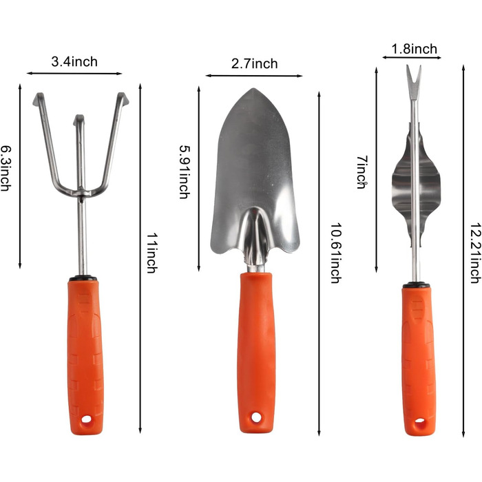 Набір садових інструментів із 3 предметів, садові інструменти з нержавіючої сталі, набір садових інструментів, великі ергономічні садові інструменти, садові інструменти з ручками, набір садових інструментів, садові аксесуари, подарунки для жінок, чоловікі