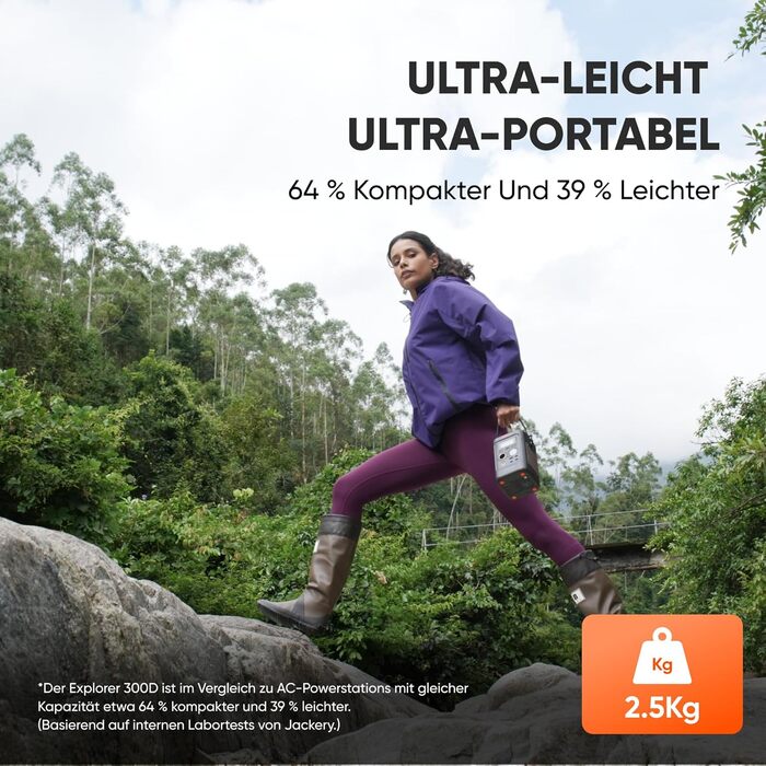 Портативна електростанція Jackery Explorer 300D, акумулятор LFP 288 Втгод, живлення постійного струму 300 Вт, 2 порти USB-C до 140 Вт, легкий та компактний сонячний генератор для кемпінгу, подорожей та автофургонів E300D