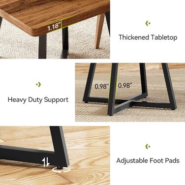 Невеликий обідній стіл для 4 осіб, квадратний обідній стіл для невеликих приміщень, обідні столи, сільський коричневий дерев&39яний кухонний стіл з металевими ніжками, сучасний столик для кафе для відпочинку в квартирі