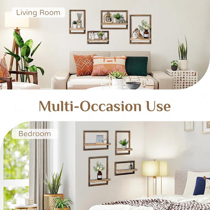 Настінна полиця дерев'яна плаваюча полиця полиця стіна стіна стіна прикраса вітальні сільський набір з 4 настінних полиць рослина