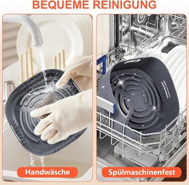 Силіконова форма для фритюрниці YINGRACE 22 см, аксесуари для фритюрниці 2 шт. Силіконова форма для випічки XXL 7.2 л, 8.3 л, COSORI 5.5 л, багаторазова замість паперу для випічки аксесуари для фритюрниці сірий