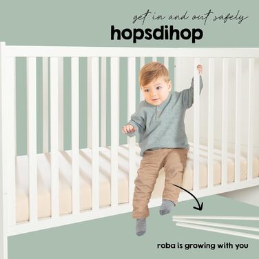 Дитячий комплект ліжка roba Little Stars - 70 x 140 см - Трансформоване/Доросле ліжко Повний текстиль у дизайні зірок - Регульована висота - Біле дерево / Little Stars