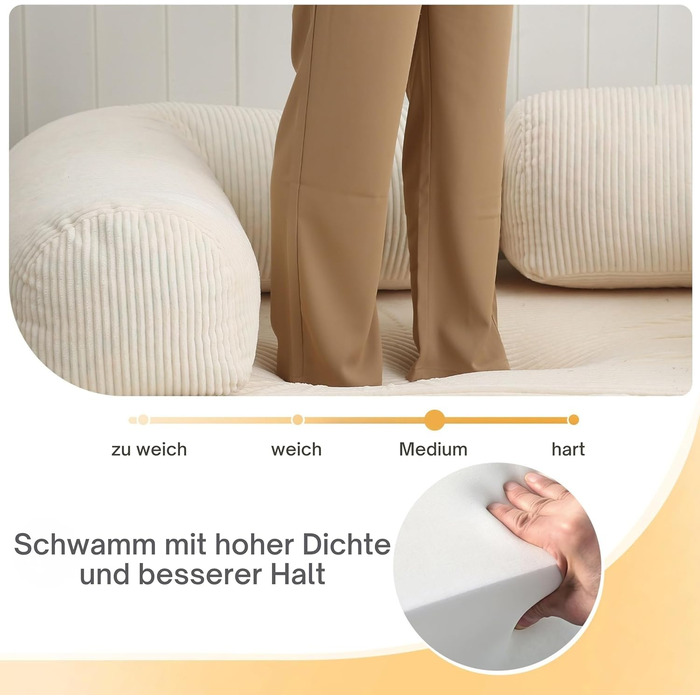 Диван MeMoreCool 4-в-1 без кісток, розкладний диван-ліжко з підлокітниками, розкладним матрацом та кріслом-ліжком, зручний розкладний диван для вітальні та спальні як шезлонг або гостьове ліжко, бежевий