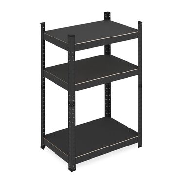 Міцний стелаж Relaxdays, ВxШxГ 90x60x40 см, 3 полиці, сталь, чорний Стелаж для зберігання в підвалі, гаражі, вантажопідйомність 750 кг, вставний монтаж