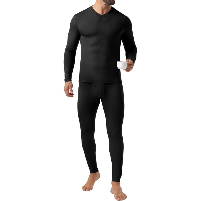 Чоловічий комплект термобілизни QIXING, на флісовій підкладці, розтягується в 4 сторони, теплий термобілизняний шар для зими, катання на лижах, футболу, чорний, XL
