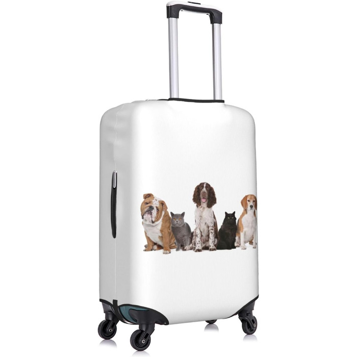 Чохол для валізи з принтом собак та котів, еластичний захист від подряпин, розмір 90 (чорний)
