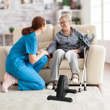 Педальний тренажер Sportneer для людей похилого віку, міні-велотренажер з РК-дисплеєм, домашнє фітнес-обладнання настільний велоергометр, ергометр для людей похилого віку, тренажер для рук та ніг для людей похилого віку з протиковзким килимком, чорний та 