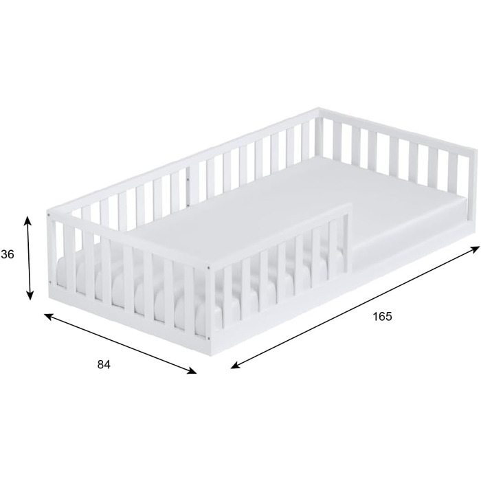 Дитяче ліжечко/бічне ліжко Love For Sleep 160x80 см, конструкція, зручна для дітей, дитяче підлогове ліжко White Florence, дитяче ліжко, дерев&39яне ліжко - Дитяче ліжко, ліжко-трансформер