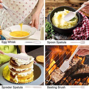 Набір силіконового кухонного посуду 15 шт., Термостійкий набір посуду з високоякісними ручками з нержавіючої сталі для приготуванн