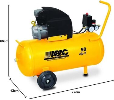 Повітряний компресор ABAC MONTECARLO B20 BASELINE, 50-літровий повітряний компресор, подвійний манометр, макс. тиск 8 бар, впорску