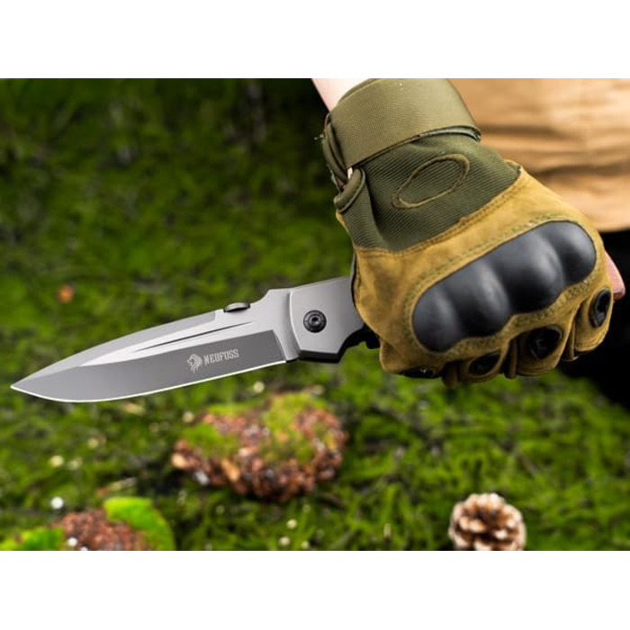 Складаний ніж NedFoss DA52, великий одноручний ніж 28 см з дерев'яною ручкою та замком, кишеньковий ніж з кліпсою, ніж для виживан