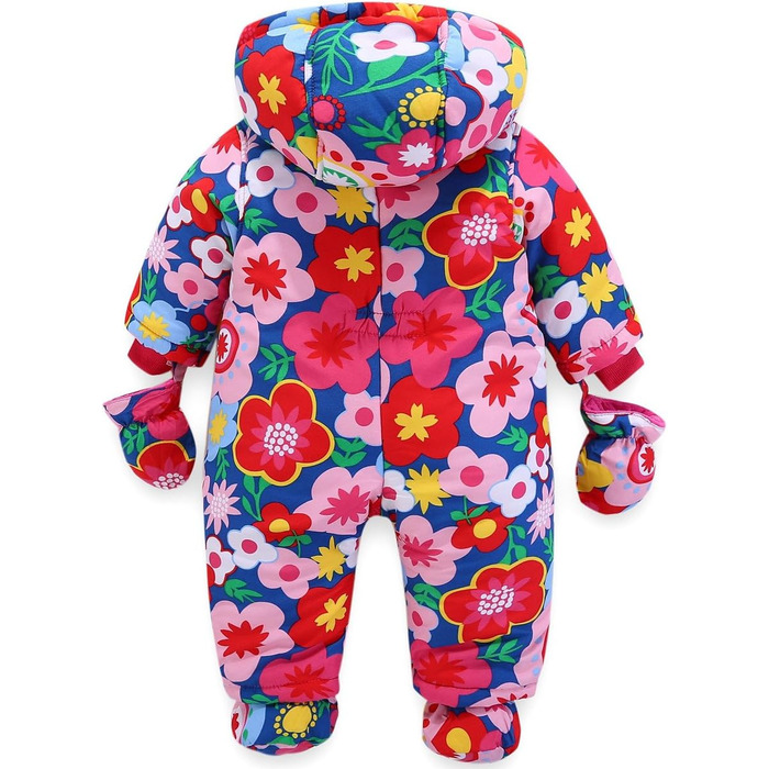 Дитячий зимовий комбінезон з капюшоном, зимовий костюм з рукавичками та пінетками, комплект теплого одягу для дівчаток та хлопчиків, 12-18 місяців () E