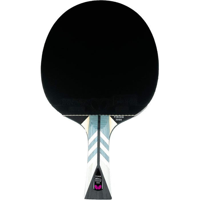 Ракетка для настільного тенісу Butterfly Timo Boll Vision 3000 Професійна ракетка для змагань з настільного тенісу для технічно просунутих гравців Сертифікована ITTF гума Wakaba Увігнута форма ручки, одинарна