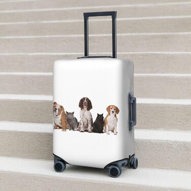 Чохол для валізи з принтом собак та котів, еластичний захист від подряпин, розмір 90 (чорний)