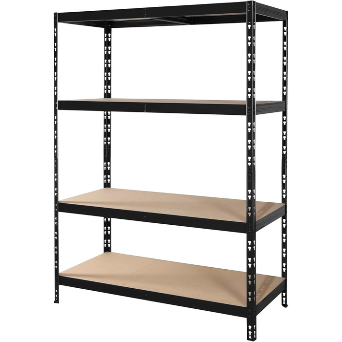 Міцний стелаж 178,5 x 130 x 60 см, чорне порошкове покриття ширина 130 см 4 полиці, кожна з максимальним навантаженням 250 кг Полиця для зберігання, металева полиця, полиця для підвалу