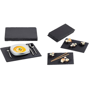 Набір сланцевих тарілок 6, великі сервірувальні тарілки з сланцю та набір сланцевих тарілок 6, 26 x 16 см, для сервірування та ети