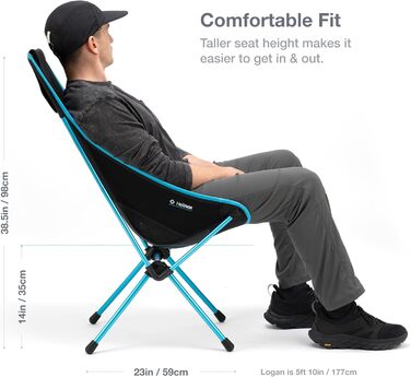 Крісло Helinox Sunset Завдяки своїй подовженій конструкції це крісло може бути найкращим поєднанням місця для зберігання, комфорту та підтримки (чорне кишені)