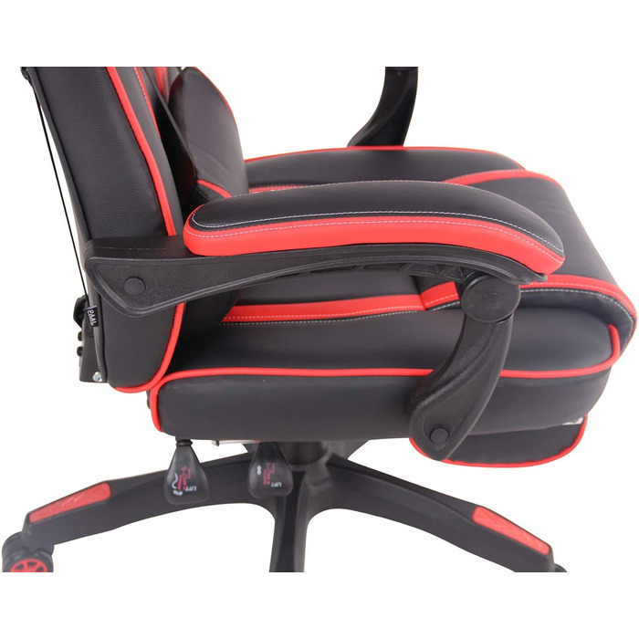 Ігрове офісне крісло CLP з підігрівом та оббивкою зі штучної шкіри Ігрове крісло з підставкою для ніг Регульована висота Комп&39ютерне крісло з підлокітниками, колір чорний/червоний