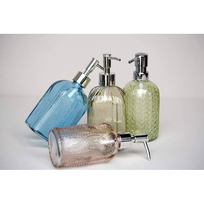 Дозатор для рідкого мила WENKO Vetro Brown, багаторазовий дозатор для мила зі справжнього скла на приблизно 520 мл рідкого мила, к