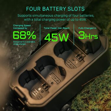 Зарядний пристрій Tilta NP-W235, 4-канальний зарядний пристрій, сумісний з акумуляторами NP-W235, портативна зарядна станція TBC-W235-GN