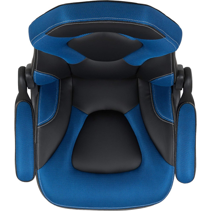 Ігрове крісло Flash Furniture X10, ергономічне офісне крісло для ПК та ігрових систем, регульоване ігрове крісло зі спинкою, LeatherSoft, синьо-чорне