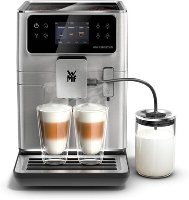 Повністю автоматична кавоварка WMF Perfection 680 з молочною системою, 21 напій, подвійний термоблок, кавомолка з нержавіючої сталі, профіль користувача, контейнер для молока 0,6 л, Wi-Fi