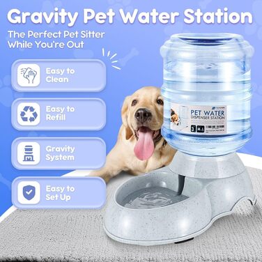 Диспенсер для води Flexzion Gravity Pet Water Dispenser (3 галони) з автоматичним поїлкою для собак та котів малих та великих порід, годування та поливання, пляшечка