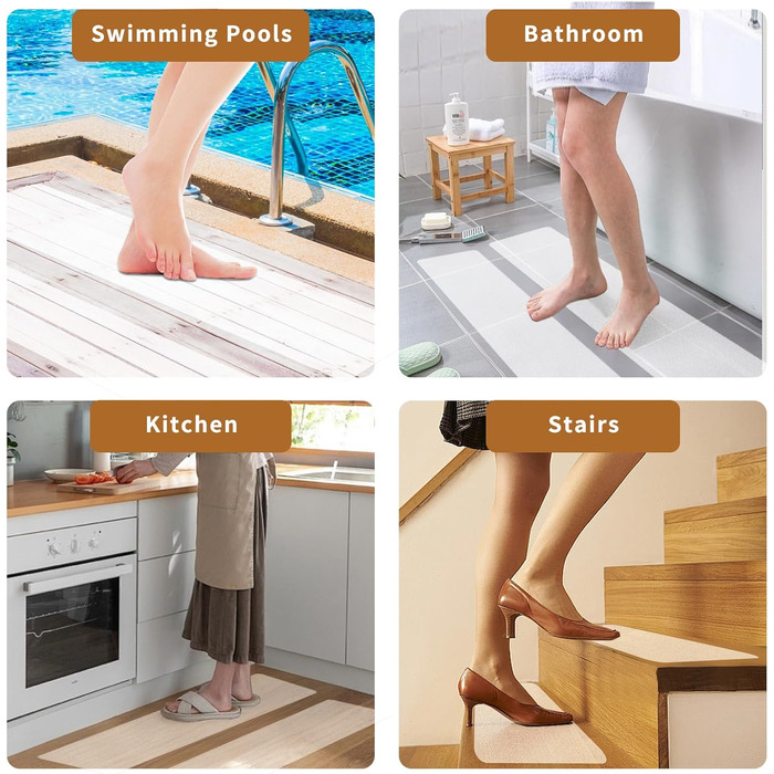 Протиковзких килимків для сходів, прозорі самоклеючі килимки для сходів 15 x 60 см, самоклеючий килимок для сходів, нековзні смужки, водонепроникні для дерев&39яних сходів та підлоги, 15 шт.