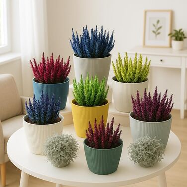 Прикраси для дому та саду, кашпо та квітковий горщик, набір з 3 шт. , виготовлені з пластику, без дренажних отворів, горщик у смугастий візерунок для кімнатних рослин (кремовий, 18 см) Ø 18 см (7,08 дюйма) Кремовий