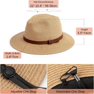 Жіноча панама-капелюх Fedora, пляжний сонцезахисний капелюх із широкими полями, солом&39яний капелюх-згорток UPF 50 M, пояс із широкими полями хакі