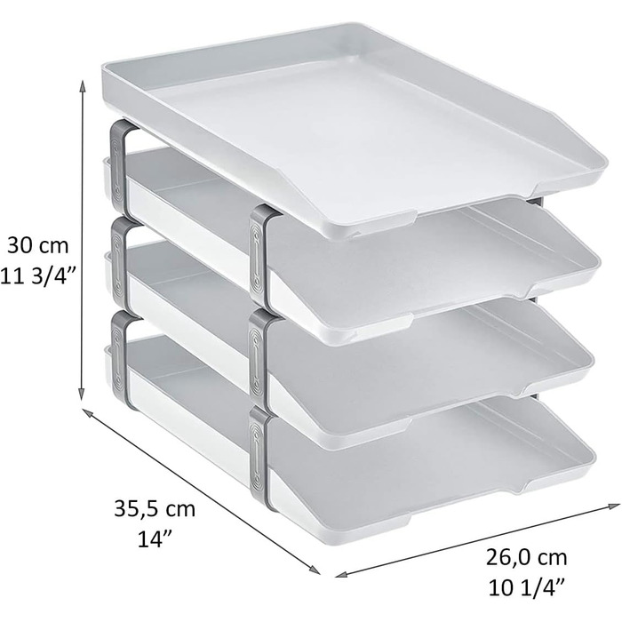 Традиційний лоток для листів Acrimet, 4 яруси, передня шухляда, пластиковий стіл для організації файлів (білий колір)