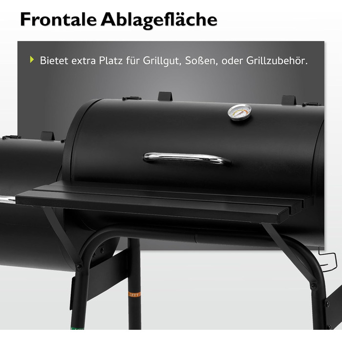 Гриль-коптильня Tepro BBQ Smoker Wichita, 2 камери для приготування, з колесами та термометром у кришці, чорний, розміри прибл. 112 x 63 x 116,5 см