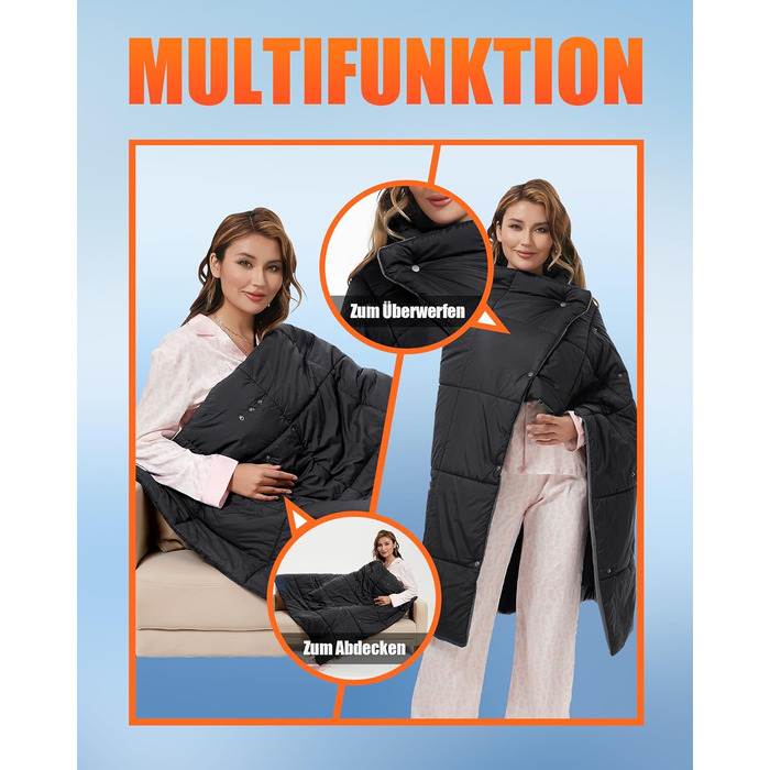 Бездротова ковдра з підігрівом та акумулятором 20000 мАг 7,4 В для чоловіків та жінок, 132110 см. Портативна електрична ковдра з підігрівом, 8 зонами нагріву та 3 температурними режимами для дому та офісу. Чорний колір акумулятор постійного струму 20000 м