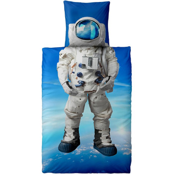 Дитяча постільна білизна 135 х 200 см 2-спальний бавовняний підодіяльник Space Astronaut синій 135 х 200 см бавовняний Renforc Spa